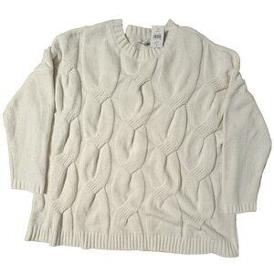 NEW! J. Jill Women's Chenille Cable Knit XL Pullover Cream Sweater